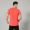 Camiseta deportiva para hombres elástica elástica de manga corta seda apretada seda de secado ropa de secado rápido al aire libre de entrenamiento transpirable