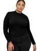 Toppar 2023 Fall Tops Woman Turtleneck Långärmad solid Knited Blus Tee Shirt Plus Size Woman Clothing