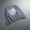 Darcsport Totenkopf-Wolfskopf-bedrucktes Fitness-Langarmshirt aus Baumwolle mit Wolfskopf für Herren und Damen, Rundhalspullover