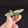 Dekorativa figurer Retro Solid mässing Dragonfly Miniature Funny Toy Craft Collection Desktop Small Ornaments Home Decor Accessories Gift