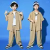 Stage Wear Chemises Pantalons Filles Concert Performance Vêtements Garçons Moderne Kpop Tenue Enfants Hip Hop Jazz Danse Costume Kaki