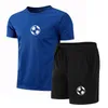 Été hommes Fitness mode Football vêtements de sport costume séchage rapide sport à manches courtes t-shirt Shorts 2 pièces ensemble 240315