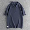 Polo da uomo 2024 Estate American Retro a maniche corte risvolto ricamo Polo semplice cotone lavato Business Casual Top