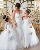BABYONLINE Белые платья цвета слоновой кости с длинными рукавами для девочек-цветочниц на свадьбу, для гостей, детей, подружек невесты, кружевная тюлевая юбка с цветочным принтом, бальное платье 240309