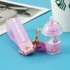 Keychains Keychain Plastic Bottle Pendant For Women väska män bil nyckelkedja tillbehör tjej present kaffekopp med flytande nyckelring