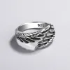 Anéis de cluster cor prata simples moda vintage elegante pena anel ajustável para mulheres jóias finas festa homem acessórios