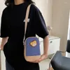 Bag Cartoon Bear Embroidery Shoulder Nylon Women's Shopping Crossbody Phone With Adjustable Strap