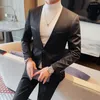 Abiti da uomo di alta qualità elegante bello business casual senza colletto giacca da uomo singola fila un bottone giacca ovest slim fit