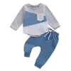 Clothing Sets Baby Boy 2 Piece Outfits Contrast Color Long Sleeve Sweatshirt And Elastic Pants For Toddler Fall Clothes