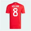 2024 Camisas de futebol do País de Gales JAMES BALE 24 25 Camisas de futebol galês JOHNSON N.WILLIAMS RODON T.ROBERTS CABANGO LEVITT MOORE THOMAS Camisa masculina
