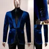 Abiti da uomo in rilievo di lusso Abiti da sposo da sposa Smoking Occasioni formali Strass Slim Prom Blazer 2 pezzi trajes elegante para hombres