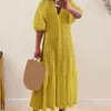 Casual jurken Damesjurk Elegante plus size maxi met ruches Detail V-hals A-lijn silhouet voor zomerstrandoutfit