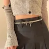 Ceintures Ins Métal Bow Noeud Ceinture Force Élastique Réglable Femmes Y2k Vintage Jupe Pantalon Accessoires Fille Taille Chaîne Été