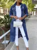 Sonbahar Kadın Seksi Yırtık Denim Ceketler 2023 Vintage Sıradan Uzun Jean Ceket Kış Kışlı Kadın Uzun Kollu Ceket Sokak Giyim