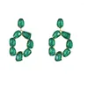 Boucles d'oreilles pendantes mode européenne et américaine Style occidental pendentif rond en cristal vert bijoux pour femmes