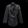 Kvinnors kostymer 2024 Spring Lady Studded Blazer Catwalk Performance Pearl Sequin Bead Heavy Industry Midjet-Tight Business skräddarsydd kostymrock