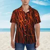 Herren-Freizeithemden, rosa Feuerhemd, abstrakter Druck, elegante Sommer-Männer, kurzärmelig, Strand, koreanische Mode, Muster, Übergröße, Blusen