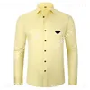 Camisa casual masculina de grife, camisa de negócios de grife de alta qualidade, camisa clássica de manga comprida, letras de cor sólida, camisa casual sazonal de alta qualidade