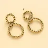 Stud Earrings Trendy Geometric Twisted Hoop For Women Stainless Steel Round Circle Vintage Statement Party Jewery