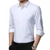 Mäns casual skjortor topp silke skjorta män kläder manlig social vit icke-järn lyx långärmad kappa affär ropa
