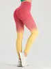 Calças femininas sem costura gradiente push up scrunch mulheres yoga leggings fitness cintura alta calças de secagem rápida esporte ginásio levanta bushaper