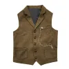 Gilet Abito da uomo Gilet per uomo Uomo classico Gilet marrone Gilet Gilet da cowboy Abito da uomo Abiti in tweed senza maniche Formale Business