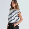 Kvinnor Bluses Women Summer Tank Top Randig Color Block för Loot Fit Tee Shirt med O-Neck Raglan Sleeves Streetwear