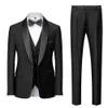 Uomo Mariage Colletto color block Abiti Giacca Pantaloni Gilet Uomo Business Casual Blazer da sposa Cappotto Gilet Pantaloni 3 pezzi Set 240315