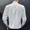 Men's Dress Shirts Checkered Shirt For Long Sleeved Korean Trendy Handsome Business Casual High Quality Tops