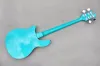 Гитара, 4-струнная электрическая бас-гитара с синим корпусом и белой накладкой, гриф из палисандра, индивидуальное обслуживание