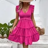 캐주얼 드레스 여름 패션 드레스 소매없는 쇼 얇은 순수한 색상