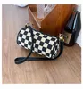 Shoulder Bags Barrel-shaped Niche Small Bag For Women Trendy Fashion Checked Crossbody One Bucket Messenger Hand