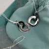 Ontwerper tiffay en co S925 Sterling Zilver 1837 dubbele ring ketting dames netto rode sleutelbeen ketting persoonlijkheid mannelijk paar Zwarte Ring Hanger