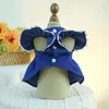 Dog Apparel Breathable Strawberry Princess Dress Soft With Drawstring Buckle Cat Skirt Polyester Traction Denim