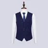 남성용 정장 Trajes Elegante Para Hombres 3pcs Blazer Vest 바지 줄무늬 캐주얼 품질 남성용 고급 의상 Homme에 적합합니다.