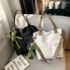 Bag Canvas Bags for Women 2024 Designer Handväska Purses Casual Kvinnlig kontrasterande stor kapacitet Multi-Pocket Book Crossbody Tote