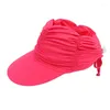 Breda randen hattar tomma topp sun hatt kvinnor strand veckad cap nylon uv skydd sport sommar utomhus andningsbara solskyddsmedel