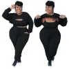 Zestawy 5xl damskie odzież kamizelka bodycon kamizelka z długimi rękawem top i spodnie strój streetwear plus size 3 sztuki