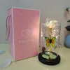 Lampe galaxie artificielle à lumière Rose, avec papillon et fleurs LED colorées en verre, alimentée par batterie, cadeaux pour femmes, 240314