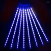 سلاسل 8 أنابيب LED Solar LED Meteor Shower Holiday Strip Light Outdoor Fairy String Lights for Street Garden Christmas Decoration Navidad