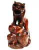 Dekorativa figurer 2 tum Boxwood Hand snidade Netsuke Sculpture Miniature Tiger på Cliff- #ZQC091