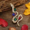 Brosches Creative Classic Vintage Snake Emamel Crystal Badges for Women Men Fashion Brooch Pin Unisex Accessories