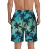 Shorts pour hommes Hommes Board Navy Lime Palm Tree Hawaii Maillots de bain Cool Mode Respirant Surf Tendance Grande Taille Pantalon court de plage