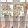 Vasos em forma de cone de vidro de cristal transparente alto para decoração de peça central de mesa de casa de casamento Suporte de flores Bola inferior para decoração de eventos de festa de casamento