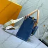 Denim Tote Bag Luxury Handbag Blue Canvas Designer Shoulder Bags with Circular Wallet Detachable Embroidered Shoulder Strap Leather Handle Clutch Purse