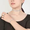 Necklace Earrings Set Jewelry HADIYANA Delicate Pearl Bracelet Ring High Quality Zircon Bridal Wedding CN3356 Accessories