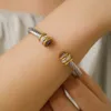 Unique Chain Link Braided Open Cuff Fashion Bangles Vintage Stainless Steel Sporty Women Charm Bracelets Trend Jewelry Gift 240307