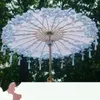 Paraguas Hanfu Cosplay animación borla pétalo playa Paraguas accesorios azul púrpura flor Parasol Paraguas Inverso