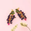 Boucles d'oreilles pendantes en argent S925, aiguille, raisin, émail dessiné à la main, fruits, bijoux pour femmes