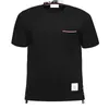 Tb Fashion Brand Mens t Shirts Chest Pocket Stripe Pure Cotton Summer Round Neck Short Sleeve T-shirt Business Casual